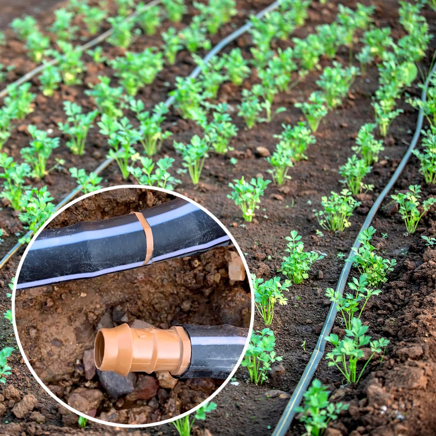 HZMM 25 Pack Drip Irrigation Barbed Coupling Fittings – 1/2 Inch (17mm, Browm