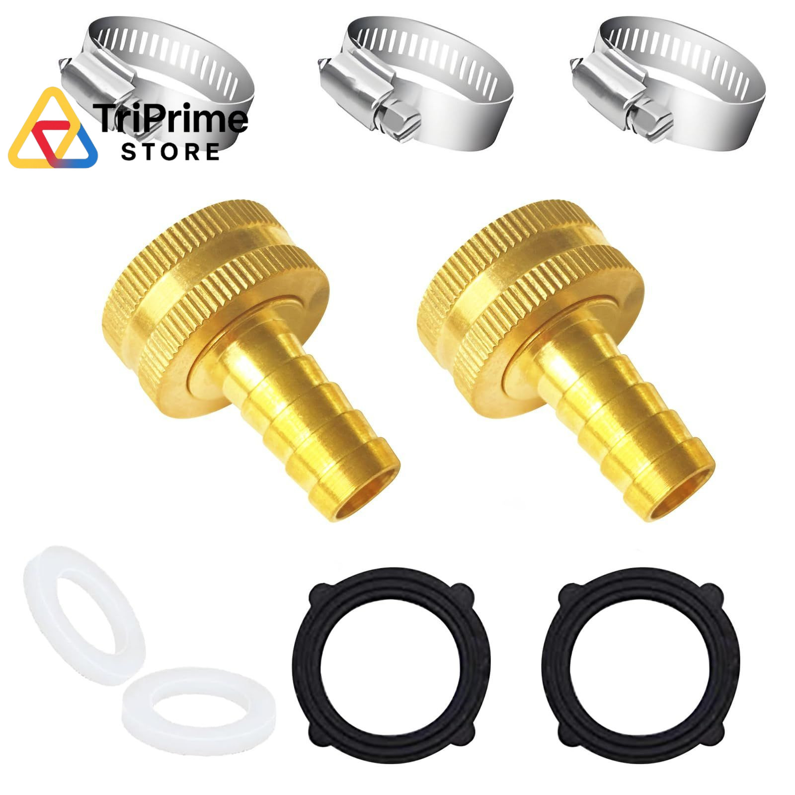 AMZDIAI 2PCS Solid Brass 1/4″ Barb x 3/4″GHT Female Garden Hose 1/4*3/4（2pcs）