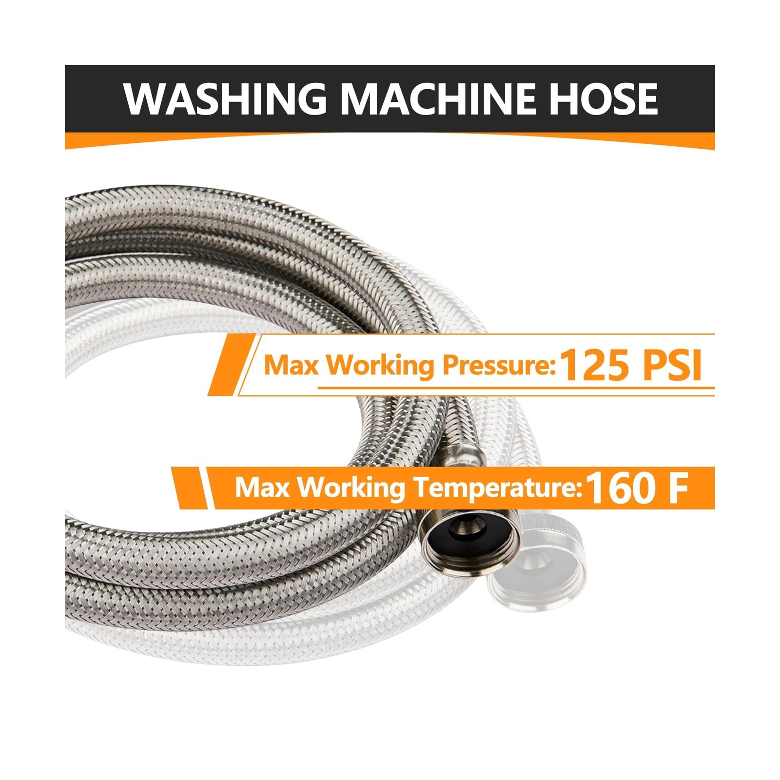 10-Pack HeSun 6 Ft Washing Machine Hose, 3/4″ FHT Stainless Steel Washer Hose…