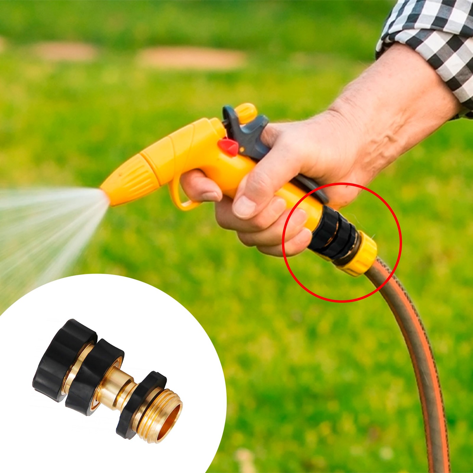 3/4 Inch Garden Hose Quick Connect, Aluminum 4pack, Brass, Black
