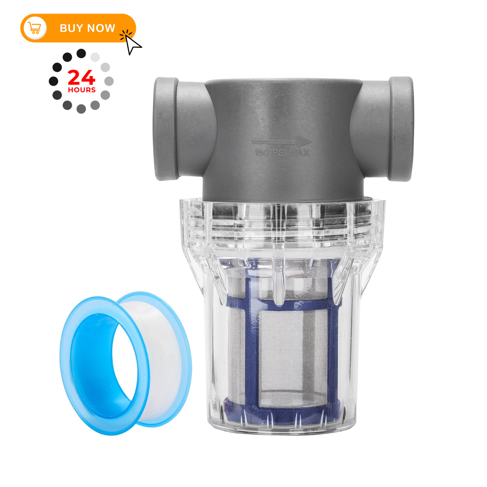 YMYP 3/4” Female NPT in-Line Strainer – Garden Hose Filter for High Gray