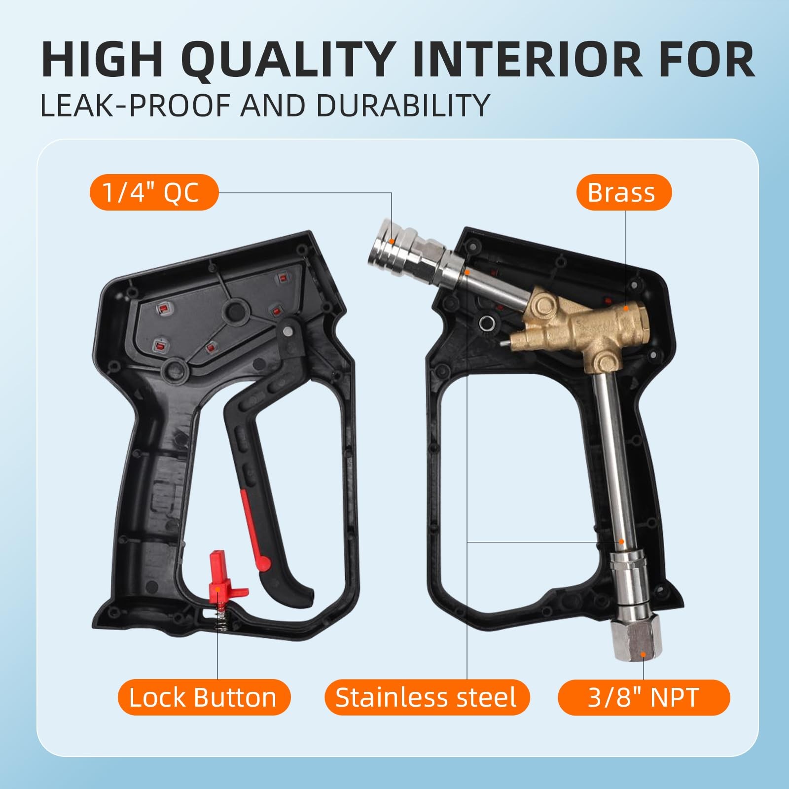 Javneo Pressure Washer Short Gun with Swivel, 5000 PSI/10.5 Normal1, Black