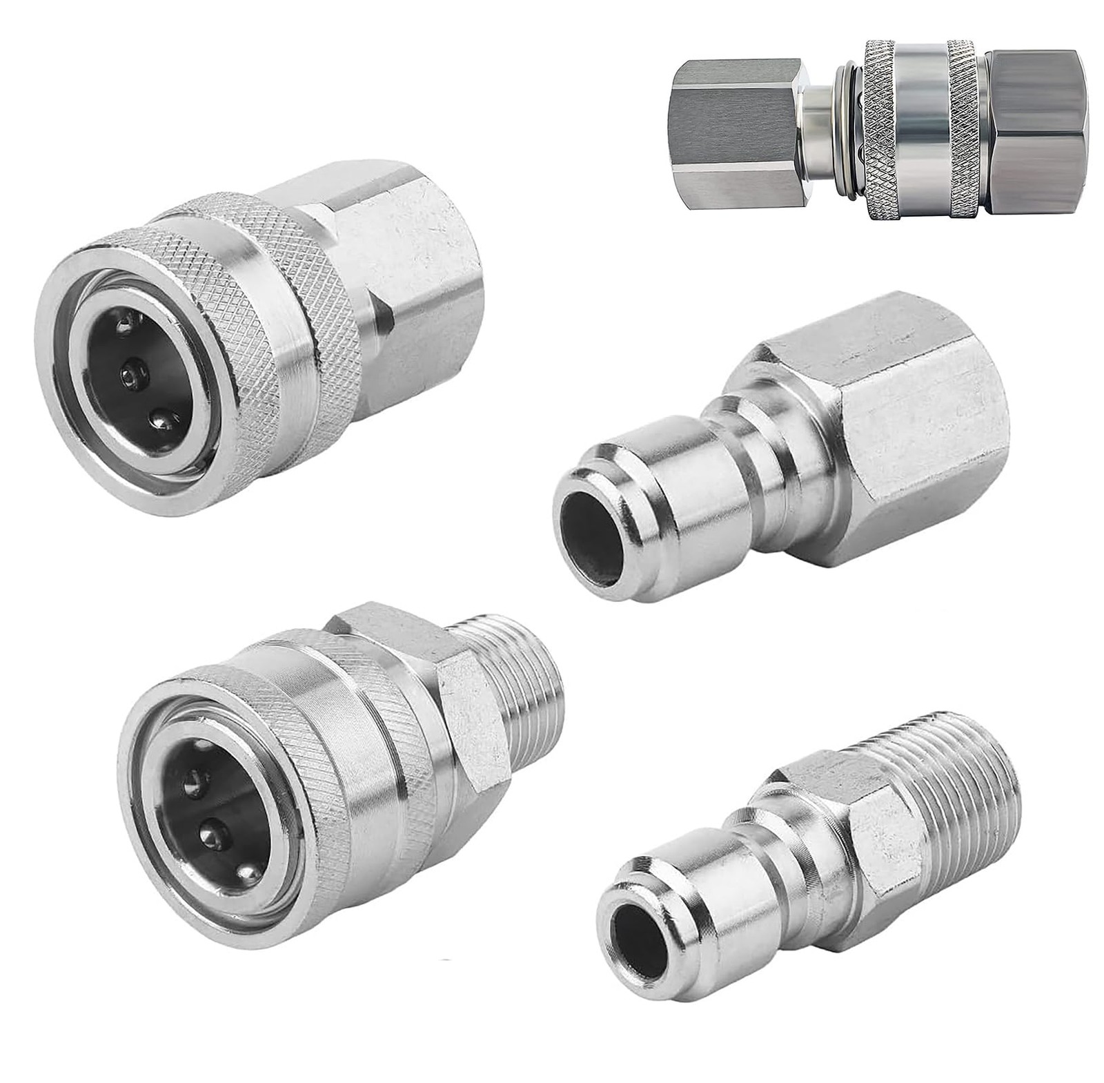 FKKWUOT 3/8 Quick Connect Fittings,Pressure Washer 3/8, Silver