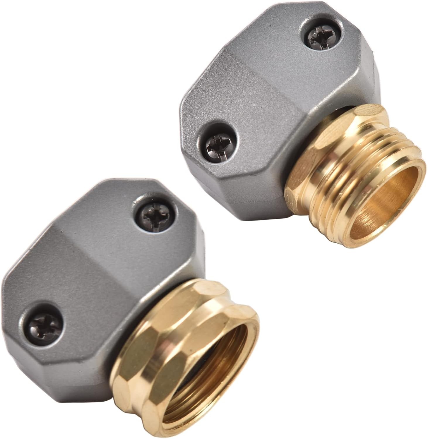 Garden Hose Repair Connector Fitting, Brass Mender Female 4 pcs Set,