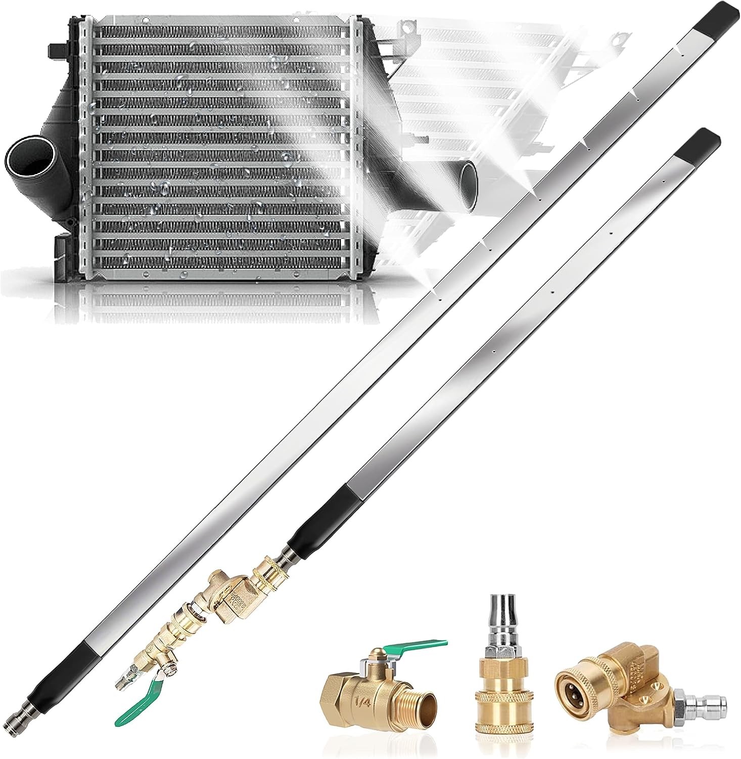 PYQPYQ 47″ & 24″ Radiator Cleaning Wand 2-Piece Set, 4500 47in-24in, Black
