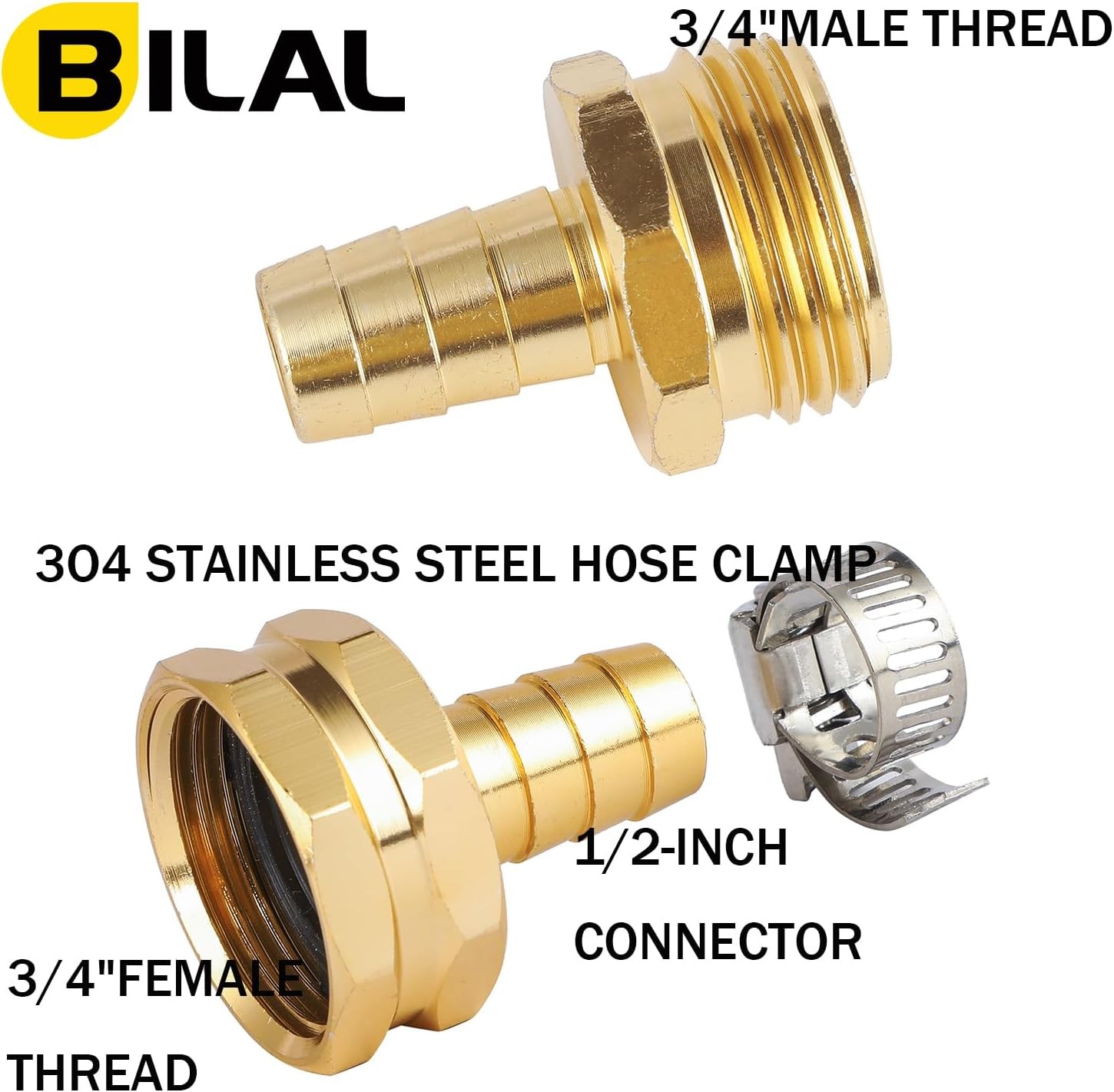 5 Set Garden Hose Repair Connector Kit with Clamps, 5 Set, Fit for 1/2 hose