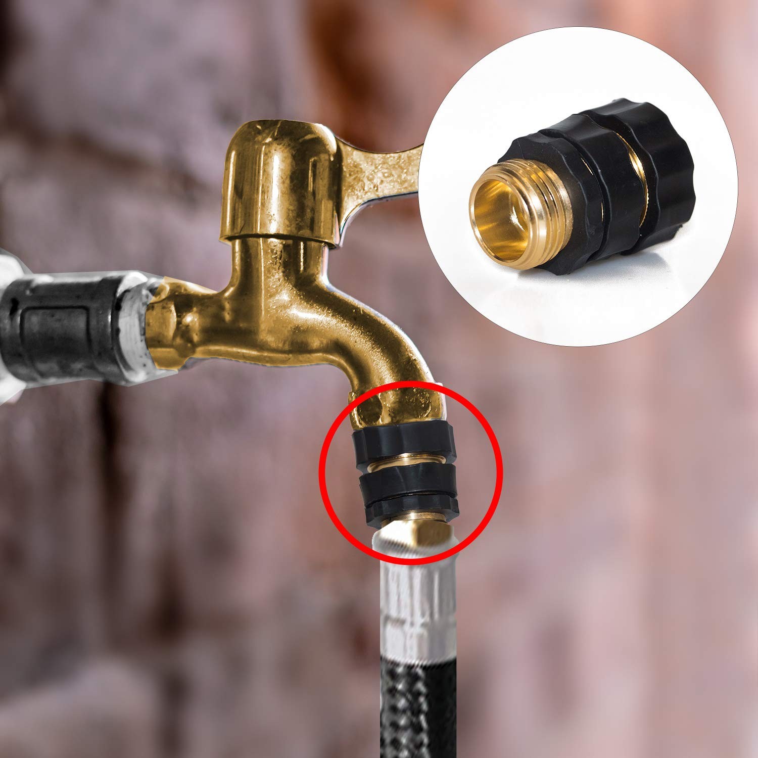 Hourleey Garden Hose Quick Connector, 3/4 Inch Male and Female 6 Set, Silver
