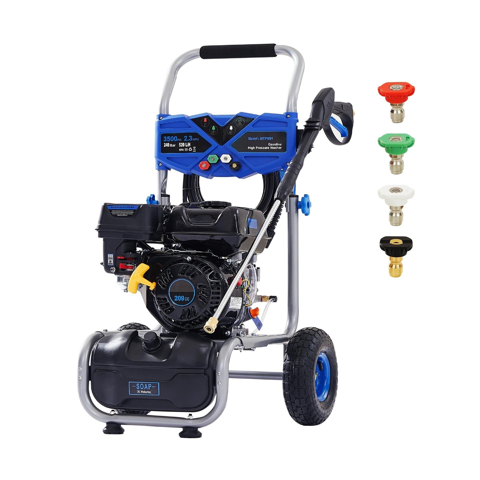 Gas Pressure Washer 3500 PSI, 2.3 GPM Heavy Duty High Power Washer,209CC 7HP …