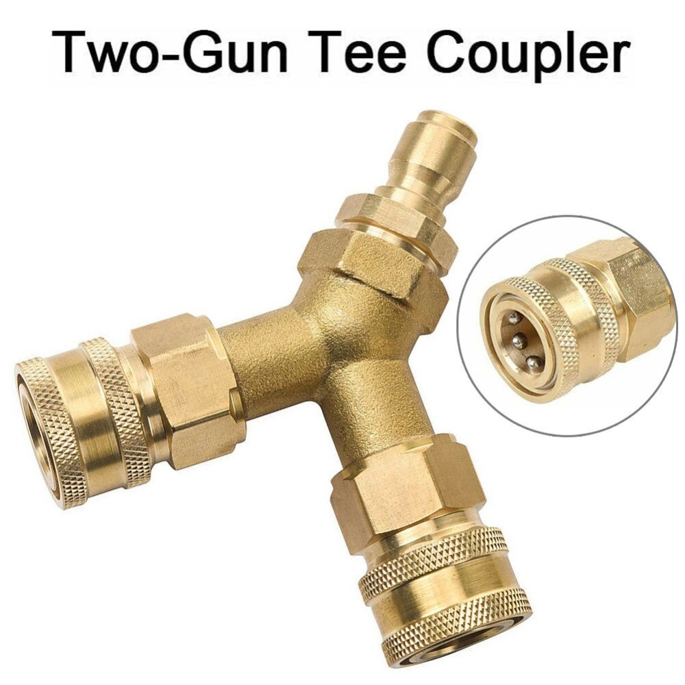 3/8 5000PSI Fitting Pressure Washer Tee Splitter CouplerBrass 4.0 GPM