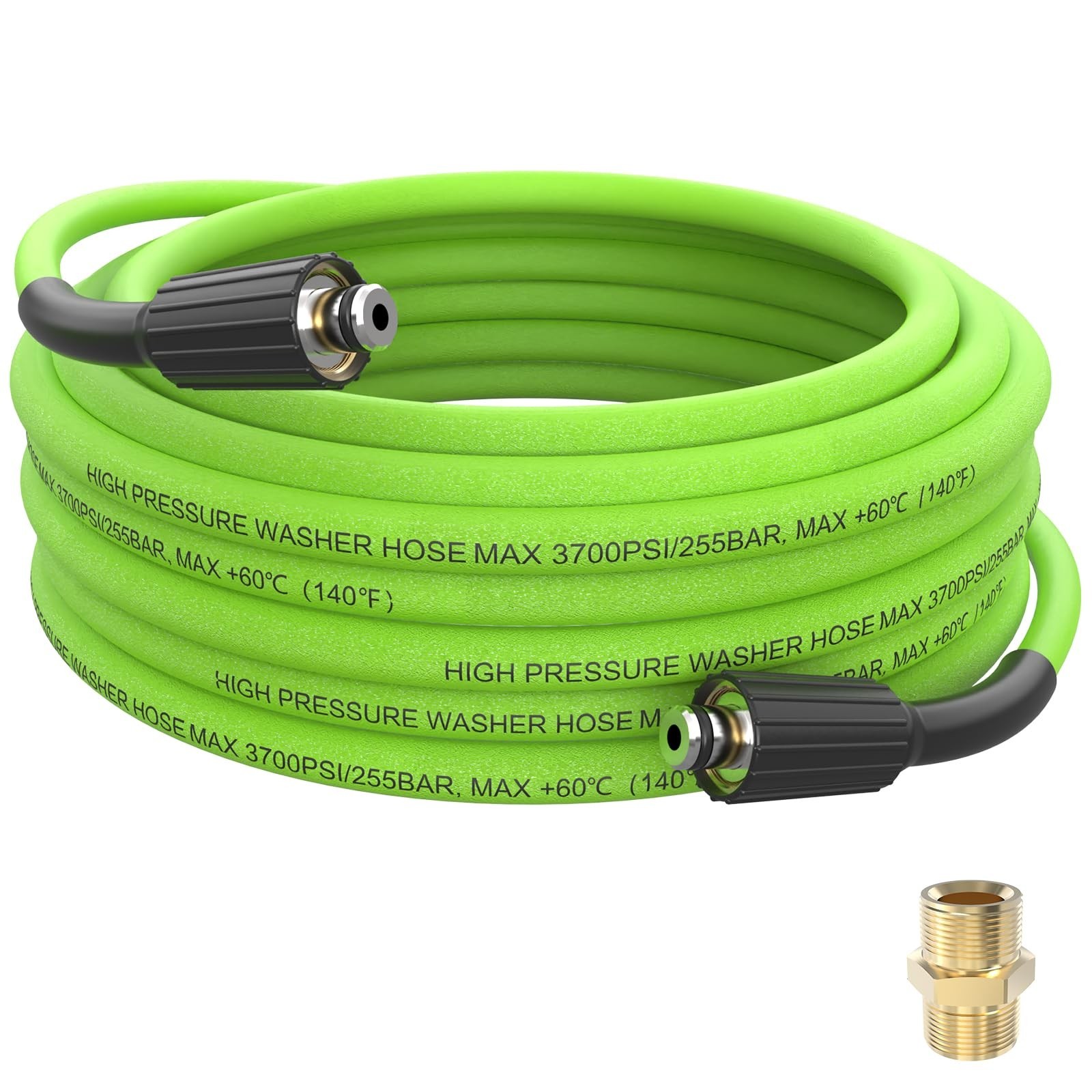 Pressure Washer Hose 25 FT, 1/4″ Super Flexible Green Power Washer Hose, 3700…