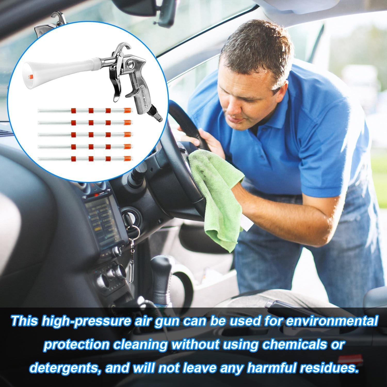 Air Compressor for Car Detailing Tool, with 5 Hoses, High Pressure…